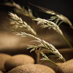 grass growing from a rock with other rocks in the background