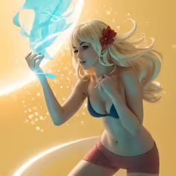 there is a woman holding something in her hand