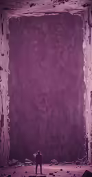 a photo of a lone person in a room of paint