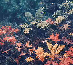 some very pretty colorful trees with brown leaves