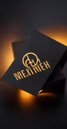 the front and side of two black business cards with gold foil