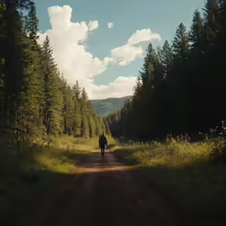 a person riding on a motorcycle down a dirt road