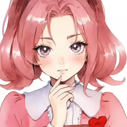 anime illustration of a girl wearing pink