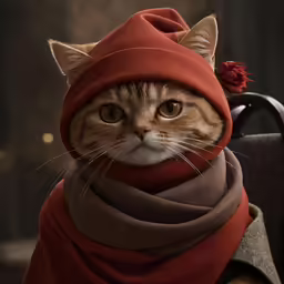 the cat in the costume is staring straight ahead