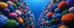 a fish floating through a bright aquarium