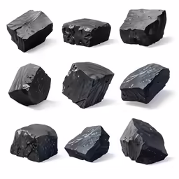 nine rocks, each with different size and colors