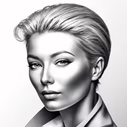 a portrait of a woman with her hair styled in bun hairstyle