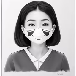 a woman wearing a paper mask with the caption in the middle