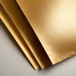 three sheets of shiny metallic paper