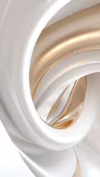 an abstract white and gold piece with wavy gold accents,an abstract 3d rendering of white and gold shapes