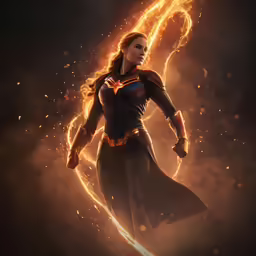 a woman standing in the night, dressed like a dc comics character