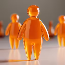an orange figure stands out among other orange ones