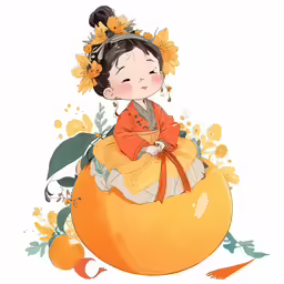 a little girl sitting in a pumpkin shaped object