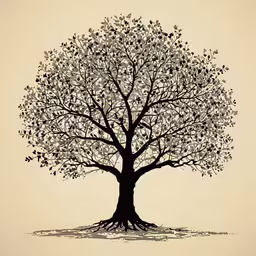 a large tree is shown with a large amount of leaves on it