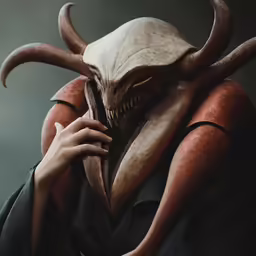 a weird looking creature has his eyes shut