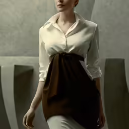 woman in white shirt and brown belted skirt