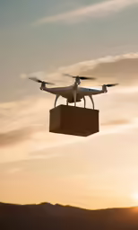 a person flying in the sky while holding a box