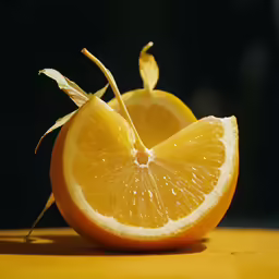 an orange with the middle piece sliced off and whole