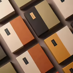 a box containing nine different colored boxes and three are on the table