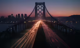 an image of the freeway on the side of a large bridge