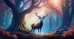 a deer in the middle of the forest