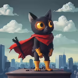the character is standing on top of the roof