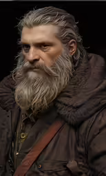 a bearded man with a leather vest