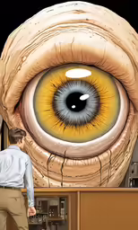 an eyeball with its reflection is seen in the image