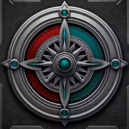 a compass logo is shown in a metal background