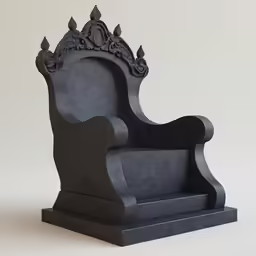 an old fashioned chair made from dark grey concrete