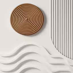 a round, brown circle on a white wall