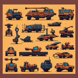 a poster with different vehicles on it,illustration with vehicles in various stages of design