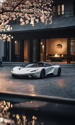 a luxury car parked outside a building during the day