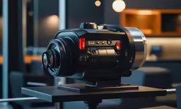 the camera is on top of the tripod in the room