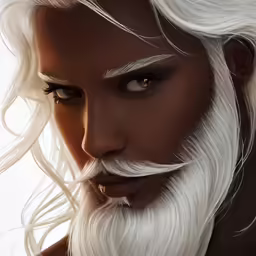 a black woman with white hair and a white long beard