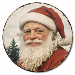 an old photo of santa claus dressed in a red hat