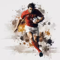 soccer player in motion with ball on field