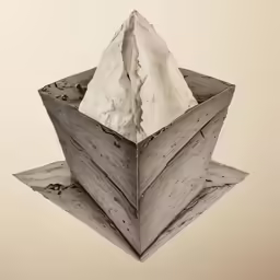 an open folded piece of paper showing an iceberg