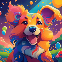 the dog in this painting is looking at something in its paws