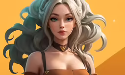 the beautiful young lady with blonde hair is wearing an unusual brown dress
