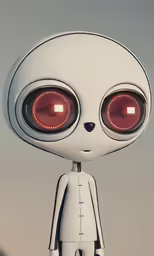 a robot that has two red eyes and no head