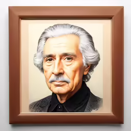 this portrait of albert smith is framed in wood