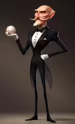 a cartoon character wearing a suit and holding a ball