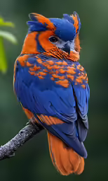 a brightly colored bird sits on a branch