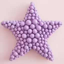 there is a star with purple balls on it