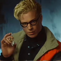 a man is looking at something in his hands