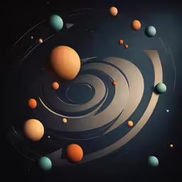 the solar system, with planets around it