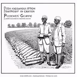 the cartoon depicts two men standing next to sandbags and the caption above them