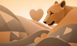 a painting with a bear and a heart