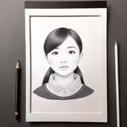a black and white photo is placed next to two pens